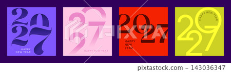 2027 number poster collection, happy New Year 2027 card set 2027 number poster collection, happy New Year 2027 card set 143036347
