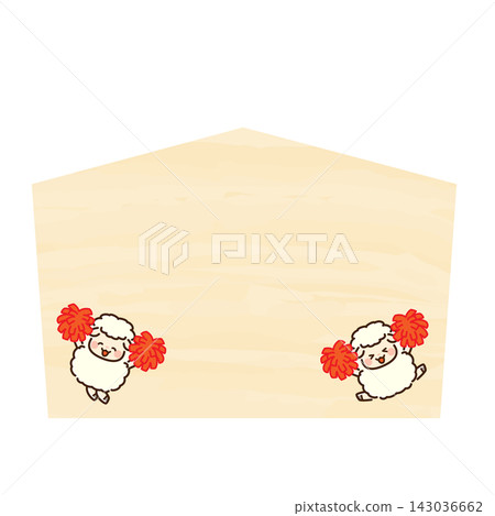 Sheep cheering with pom-poms and a frame for votive tablets Sheep cheering with pom-poms and a frame for votive tablets 143036662