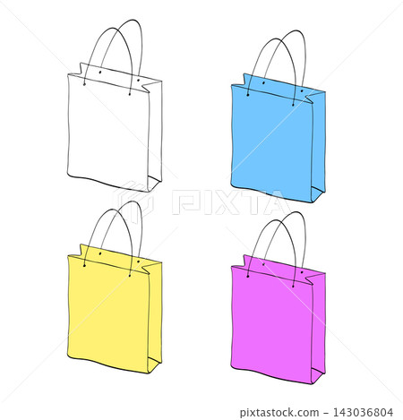 Shopping bag Isolated icon hand drawn illustration. Vector graphic line ink art. Party element, festive decoration, celebration symbol, holiday accessory, fun object, entertainment Shopping bag Isolated icon hand drawn illustration. Vector graphic line ink art. Party element, festive decoration, celebration symbol, holiday accessory, fun object, entertainment 143036804