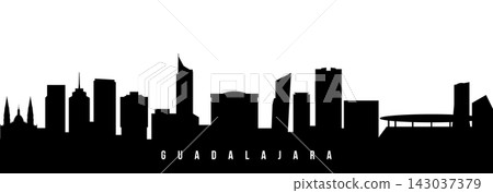 Vector silhouette illustration of Guadalajara urban skyline.  143037379