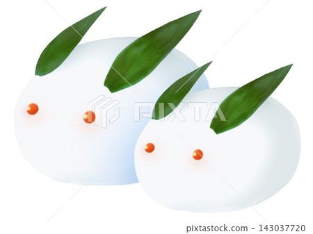 Hand-drawn watercolor-style illustrations of a large snow rabbit and a small snow rabbit (2) Hand-drawn watercolor-style illustrations of a large snow rabbit and a small snow rabbit (2) 143037720
