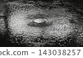 Full frame monochrome background texture of rain ripples on water surface puddle 143038257