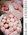 Stalls with flowers and bouquets at local street market 143038950
