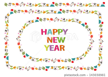 2027羊年新年賀卡材質:線條與新年快樂字體套裝 2027羊年新年賀卡材質:線條與新年快樂字體套裝 143038981