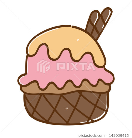 Ice Cream Sundae Illustration Ice Cream Sundae Illustration 143039415