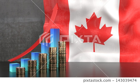 Canada - growth chart and national flag - 3D illustration Canada - growth chart and national flag - 3D illustration 143039474