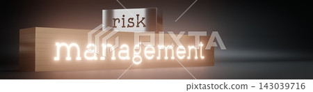 Risk management - block shapes and glow effect - 3D illustration Risk management - block shapes and glow effect - 3D illustration 143039716