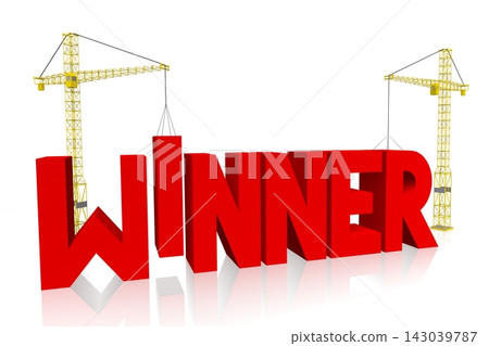 Winner - red word and cranes on white background Winner - red word and cranes on white background 143039787