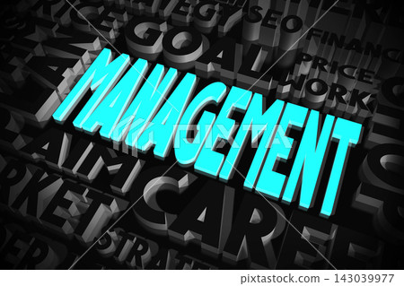 Management - blue and black words, typographical concept - 3D illustration 143039977