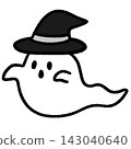Cute Halloween ghost illustration (line drawing) 143040640