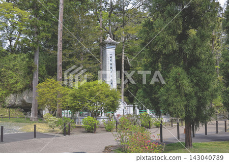 April 28 2026 Stone monument among trees at Zuiganji Temple grounds April 28 2026 Stone monument among trees at Zuiganji Temple grounds 143040789