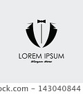 Tuxedo Suit Logo Template with Bow Tie For Men's Fashion. 143040844