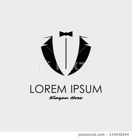 Tuxedo Suit Logo Template with Bow Tie For Men's Fashion. 143040844