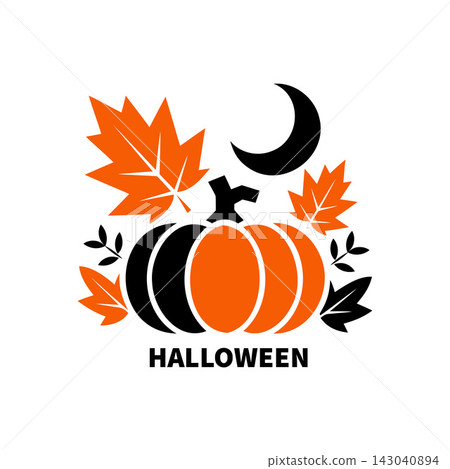 Halloween pumpkin with autumn maple leaves moon 143040894