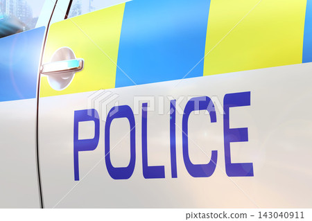 Police Car Door in United Kingdom Police Car Door in United Kingdom 143040911