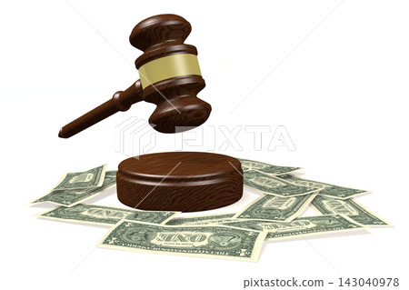 3D gavel, money 3D gavel, money 143040978