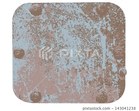 Grunge Texture Metal Plate with Bolts and Rust, Rounded Corners Grunge Texture Metal Plate with Bolts and Rust, Rounded Corners 143041238