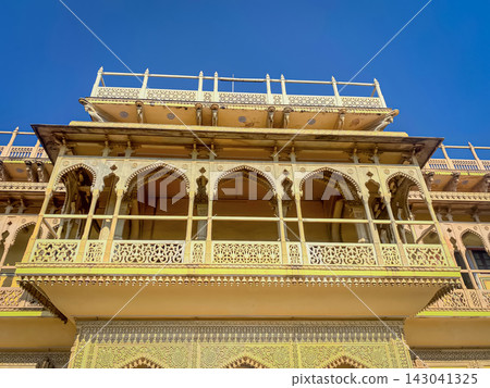A view of the final facade of the Chandra Mahal in Jaipur, India. A view of the final facade of the Chandra Mahal in Jaipur, India. 143041325