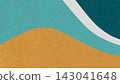 Mustard abstract fluid wavy layered textured paper background with cyan teal flowing curved waves with copy space for banner 143041648