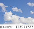 Fluffy White Clouds Floating in a Clear Blue Sky, Fresh and Peaceful Nature Background. 143041727