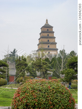 Buddhist Large Wild Goose Pagoda 1300 years old in Xi'an, China Buddhist Large Wild Goose Pagoda 1300 years old in Xi'an, China 143042303