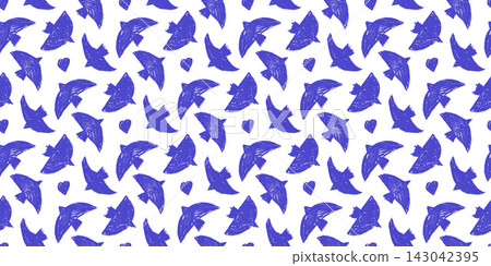 Blue bird pattern with heart and crayon scribble for seamless print. Cute scattered bird flock in a charcoal doodle vector on white. Hand drawn trendy naive pattern with dove motif for fabric and kid Blue bird pattern with heart and crayon scribble for seamless print. Cute scattered bird flock in a charcoal doodle vector on white. Hand drawn trendy naive pattern with dove motif for fabric and kid 143042395