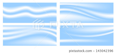 Gradient wave backgrounds with broad luminous ribbons. Aqua blue and white layers turn gradient into a soft cloudlike wave. Clean vector collection for website header design. Sky liquid backdrops Gradient wave backgrounds with broad luminous ribbons. Aqua blue and white layers turn gradient into a soft cloudlike wave. Clean vector collection for website header design. Sky liquid backdrops 143042396