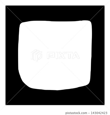 Quirky text box square frame with abstract figure border. Funky quotation box element in black and white isolated. Vector doodle frame for kid music game post Quirky text box square frame with abstract figure border. Funky quotation box element in black and white isolated. Vector doodle frame for kid music game post 143042423