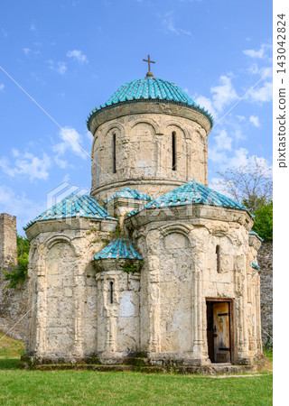 Kvetera Fortress with the Kvetera Church, 10th century Georgian Orthodox architecture in the Kakheti Region of Georgia Kvetera Fortress with the Kvetera Church, 10th century Georgian Orthodox architecture in the Kakheti Region of Georgia 143042824