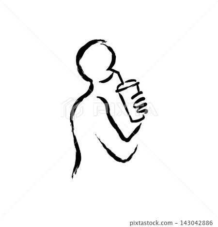 Hand Drawn Icon of Person Drinking from a Cup 143042886