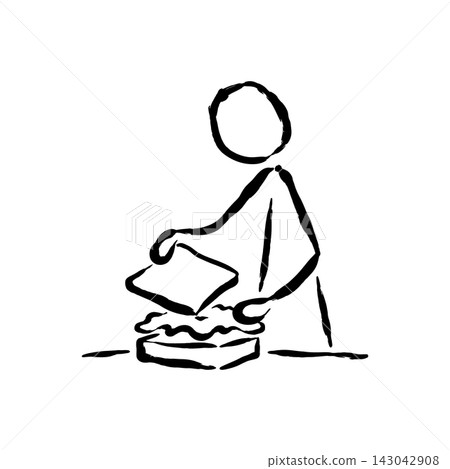 Hand Drawn Icon of Person Making a Sandwich Hand Drawn Icon of Person Making a Sandwich 143042908