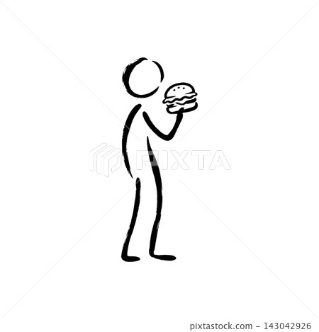 Hand Drawn Icon of Person Eating a Burger Hand Drawn Icon of Person Eating a Burger 143042926