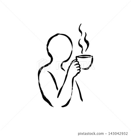 Hand Drawn Icon of Person Drinking Hot Beverage Hand Drawn Icon of Person Drinking Hot Beverage 143042932