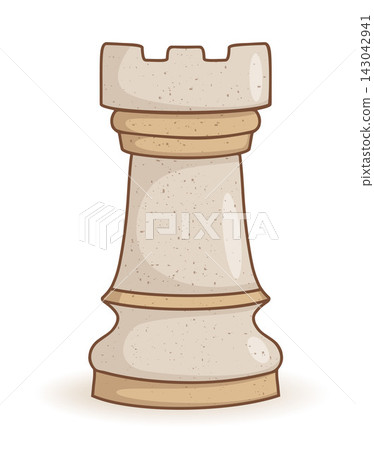 Vintage Chess Rook Piece Single. Textured Grunge Grain Craft Wooden Board Game Standalone Light Tower Figure. Vector Illustration. Isolated on White Hand Drawn for Business Strategy Print Merch Design Vintage Chess Rook Piece Single. Textured Grunge Grain Craft Wooden Board Game Standalone Light Tower Figure. Vector Illustration. Isolated on White Hand Drawn for Business Strategy Print Merch Design 143042941