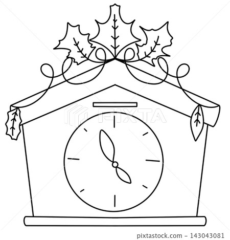 Simple line drawing of a classic clock Simple line drawing of a classic clock 143043081