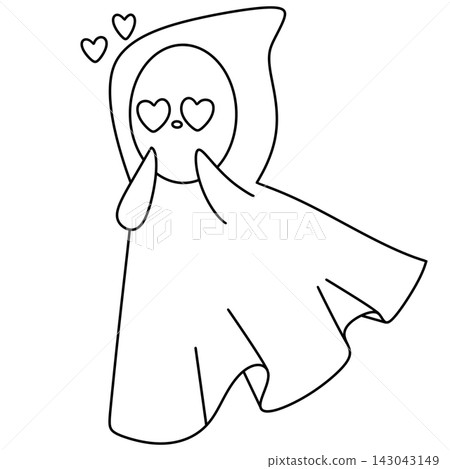 Cute ghost with heart eyes and floating hearts 143043149