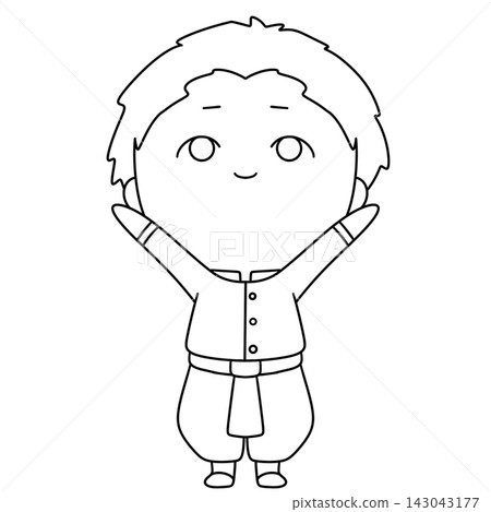 Chibi character stands with arms wide open Chibi character stands with arms wide open 143043177