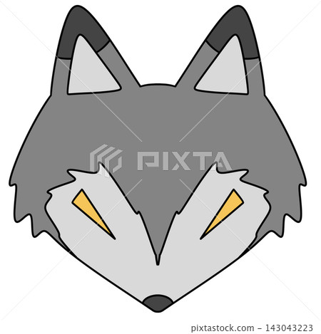 Gray fox face with pointed ears and sharp eyes 143043223
