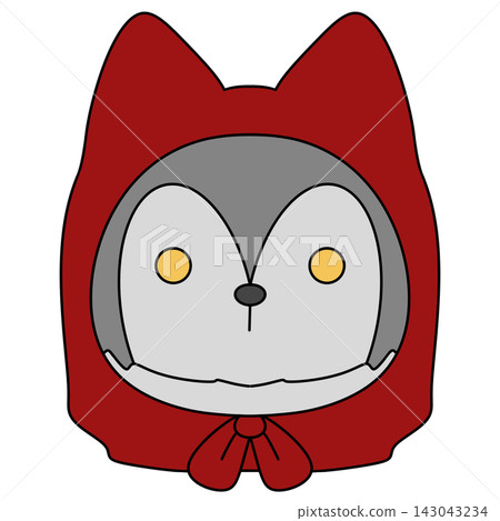 Cute cartoon fox wears red hooded cloak Cute cartoon fox wears red hooded cloak 143043234