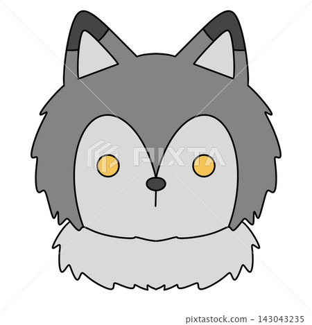 Cute cartoon fox head with soft gray fur 143043235