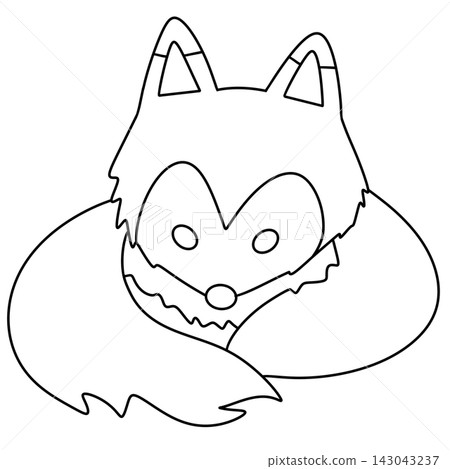 Simple line drawing of a fox face Simple line drawing of a fox face 143043237