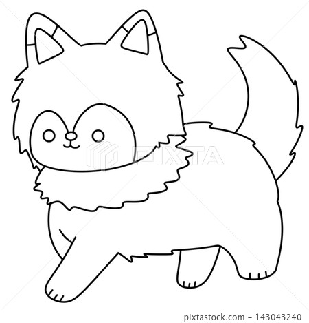 Cute cartoon fox stands on two legs 143043240