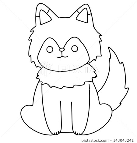 Cute cartoon fox sits with paws together Cute cartoon fox sits with paws together 143043241