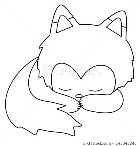 Cute fox sleeps peacefully with eyes closed 143043245