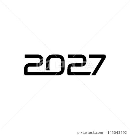 Minimalist geometric 2027 typography design featuring bold black modern sans serif numbering style Minimalist geometric 2027 typography design featuring bold black modern sans serif numbering style 143043392