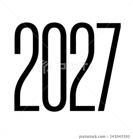 Minimalist black typography representing the year twenty twenty seven Minimalist black typography representing the year twenty twenty seven 143043393