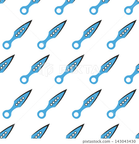 Seamless pattern with throwing knife ninja weapon icons, ideal for martial arts branding, gaming, apparel and Japanese-themed textile design. Seamless pattern with throwing knife ninja weapon icons, ideal for martial arts branding, gaming, apparel and Japanese-themed textile design. 143043430