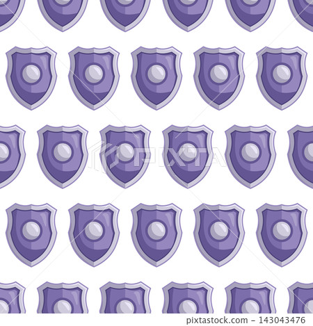 Seamless pattern with iron cartoon medieval shields, ideal for fantasy, gaming and heraldry-themed textiles, wallpaper and packaging design. Seamless pattern with iron cartoon medieval shields, ideal for fantasy, gaming and heraldry-themed textiles, wallpaper and packaging design. 143043476