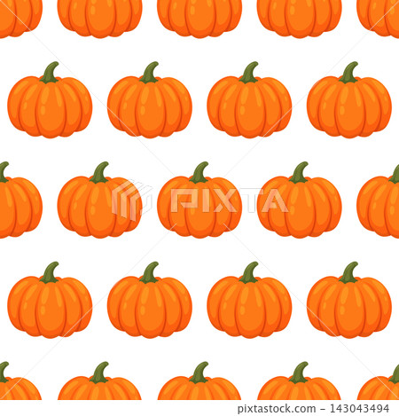 Seamless pattern with spice cinnamon pumpkins, perfect for fall harvest, farmers market, kitchen and Thanksgiving-themed textile and packaging design. 143043494