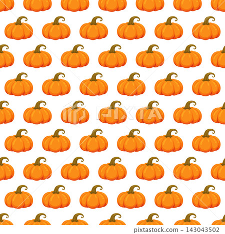 Seamless pattern with botanical harvest pumpkins, perfect for fall harvest, farmers market, kitchen and Thanksgiving-themed textile and packaging design. Seamless pattern with botanical harvest pumpkins, perfect for fall harvest, farmers market, kitchen and Thanksgiving-themed textile and packaging design. 143043502